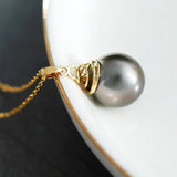 12mm Tahitian Black Pearl Necklace - 18K Yellow Gold Etsy