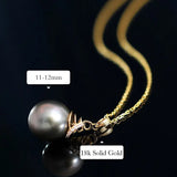 12mm Tahitian Black Pearl Necklace - 18K Yellow Gold Etsy