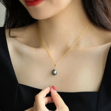 12mm Tahitian Black Pearl Necklace - 18K Yellow Gold Etsy