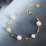 18K Yellow Gold Natural Akoya Pearl from Japan Bracelets Bracelets Etsy