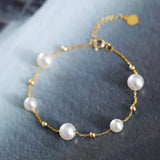 18K Yellow Gold Natural Akoya Pearl from Japan Bracelets Bracelets Etsy