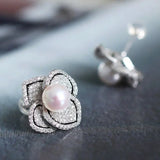 7-8mm Natural Freshwater White Pearl Earrings Handmade Silver 925 Plum Bossom Earrings, Flower Necklace, Anniversary Gift Idea, Gift for Mom Etsy