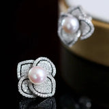 7-8mm Natural Freshwater White Pearl Earrings Handmade Silver 925 Plum Bossom Earrings, Flower Necklace, Anniversary Gift Idea, Gift for Mom Etsy