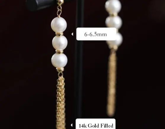 6-6.5mm High Luster Akoya Pearl Earrings - 14K Yellow Gold Filled Etsy
