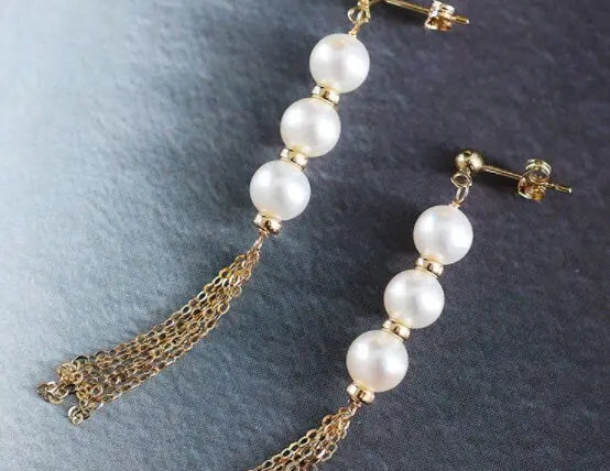 6-6.5mm High Luster Akoya Pearl Earrings - 14K Yellow Gold Filled Etsy