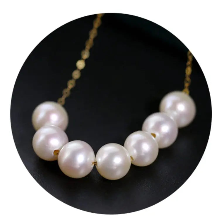 5A+ Freshwater White Pearl Smile Necklace Handmade 18k Solid Yellow Gold Beaded Pearl Necklace, Keloid Hided Necklace, Anniversary Gift Idea Etsy