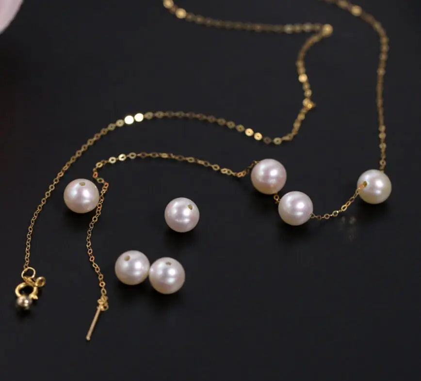 5A+ Freshwater White Pearl Smile Necklace Handmade 18k Solid Yellow Gold Beaded Pearl Necklace, Keloid Hided Necklace, Anniversary Gift Idea Etsy