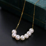 5A+ Freshwater White Pearl Smile Necklace Handmade 18k Solid Yellow Gold Beaded Pearl Necklace, Keloid Hided Necklace, Anniversary Gift Idea Etsy