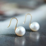 5A+ High Luster White Pearl 8-9mm Earrings Handmade 18K Solid Yellow Gold Pearl Earrings, Gift for Her, Anniversary Gift Idea Etsy