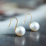 5A+ High Luster White Pearl 8-9mm Earrings Handmade 18K Solid Yellow Gold Pearl Earrings, Gift for Her, Anniversary Gift Idea Etsy
