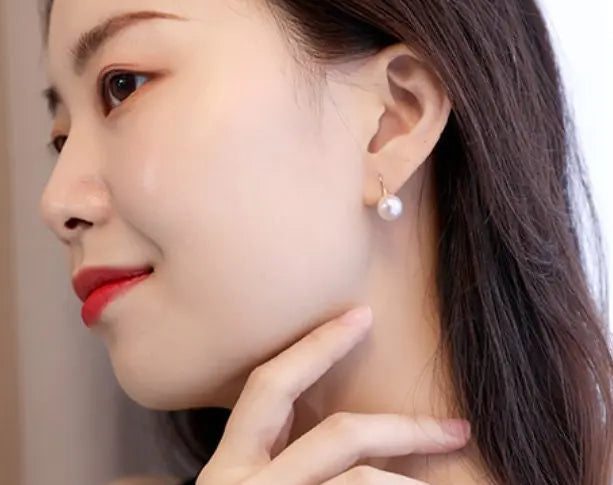 5A+ High Luster White Pearl 8-9mm Earrings Handmade 18K Solid Yellow Gold Pearl Earrings, Gift for Her, Anniversary Gift Idea Etsy