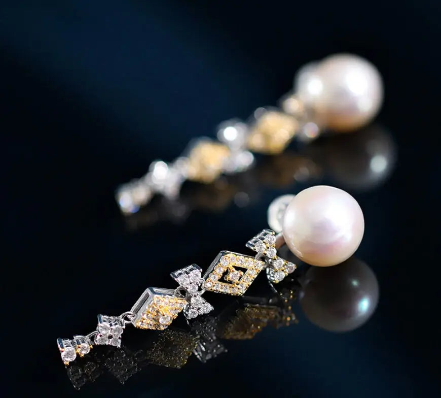 12mm High Luster Freshwater Pearl Drop Earrings - Silver 925 Silver Etsy