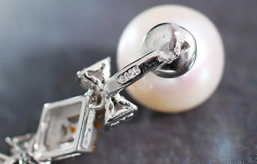 12mm High Luster Freshwater Pearl Drop Earrings - Silver 925 Silver Etsy