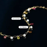 AAA+ High Luster White Pearl & Tourmaline - 14K Yellow Gold Filled Etsy
