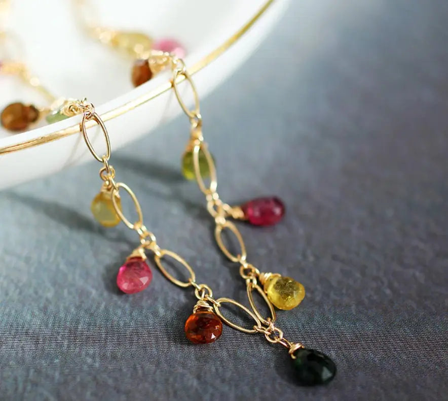 AAA+ High Luster White Pearl & Tourmaline - 14K Yellow Gold Filled Etsy