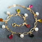 AAA+ High Luster White Pearl & Tourmaline - 14K Yellow Gold Filled Etsy