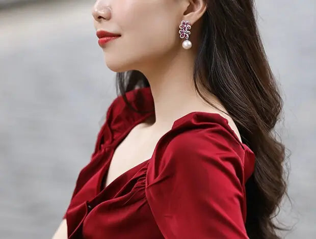 12-13mm Natural High Luster White Pearl Drop Earrings Handmade S925 Pearl Flower Earrings, Anniversary Gift Idea, Gift for Mom Etsy