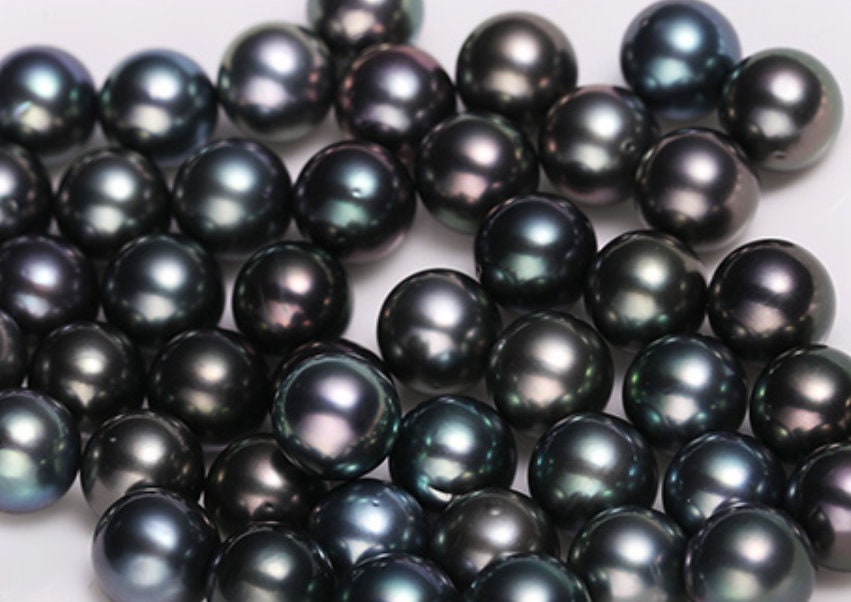 11mm Natural Tahiti Black Pearl 18K Solid White Gold Tahiti Pearl Necklace, Black Pearl Teardrop Necklace, Seawater Pearl, Anniversary Gift Etsy
