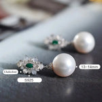 14mm Natural High Luster White Pearl & Chalcedony Cabochon Earrings Handmade 925 Silver White Pearl Earrings, Anniversary Gift Idea Etsy