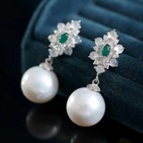 14mm Natural High Luster White Pearl & Chalcedony Cabochon Earrings Handmade 925 Silver White Pearl Earrings, Anniversary Gift Idea Etsy