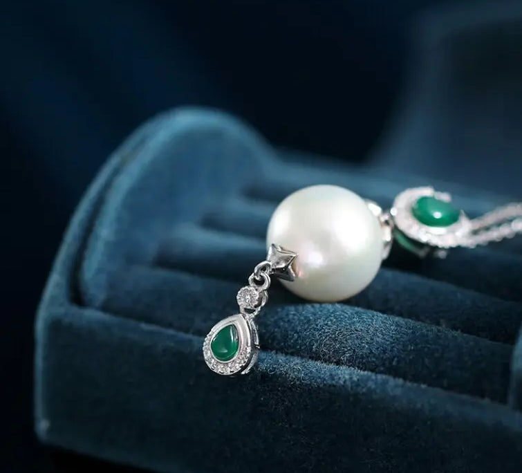 14mm Freshwater Pearl Chalcedony Teardrop Necklace & Earring - Silver 925 Etsy