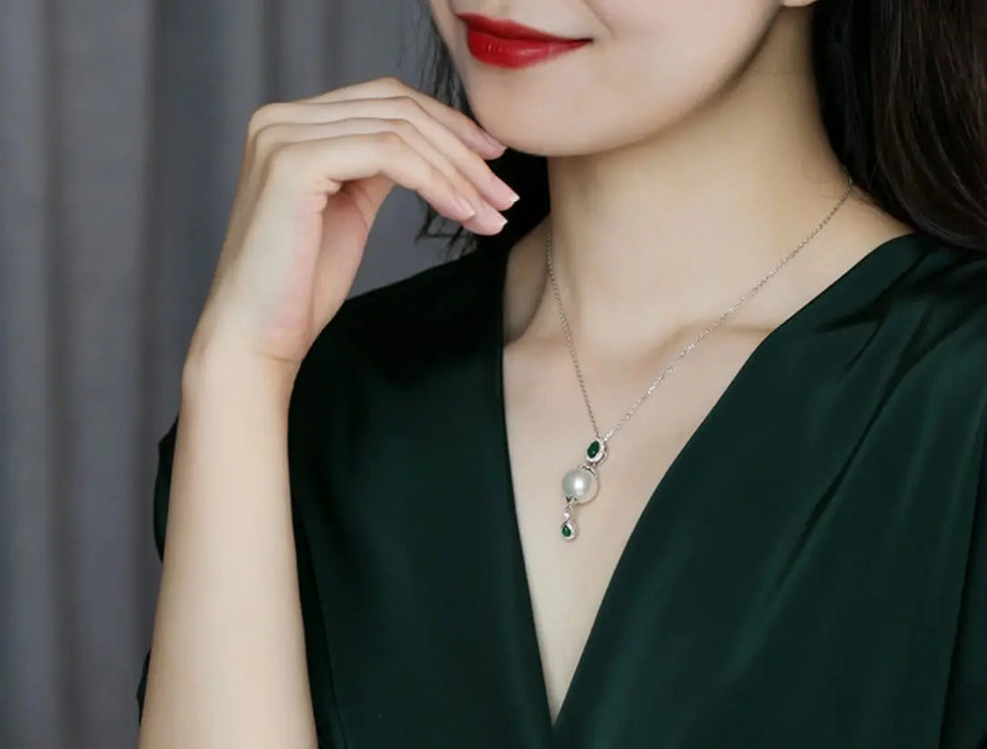 14mm Freshwater Pearl Chalcedony Teardrop Necklace & Earring - Silver 925 Etsy