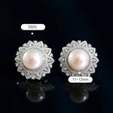 12mm Natural High Luster White Pearl 925 Silver White Pearl Earrings, Gift Idea, Cluster Earrings, Anniversary Gift Idea, Gift for Mom Etsy