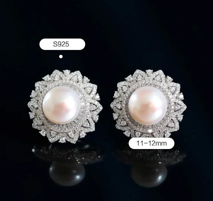 12mm Natural High Luster White Pearl 925 Silver White Pearl Earrings, Gift Idea, Cluster Earrings, Anniversary Gift Idea, Gift for Mom Etsy