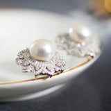12mm Natural High Luster White Pearl 925 Silver White Pearl Earrings, Gift Idea, Cluster Earrings, Anniversary Gift Idea, Gift for Mom Etsy
