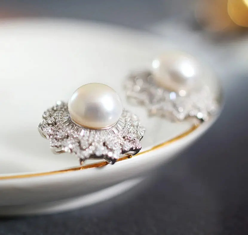 12mm Natural High Luster White Pearl 925 Silver White Pearl Earrings, Gift Idea, Cluster Earrings, Anniversary Gift Idea, Gift for Mom Etsy