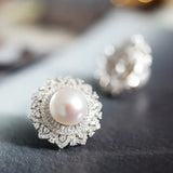 12mm Natural High Luster White Pearl 925 Silver White Pearl Earrings, Gift Idea, Cluster Earrings, Anniversary Gift Idea, Gift for Mom Etsy