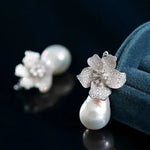 13mm Natural High Luster Baroque White Pearl Silver 925 White Pearl Earrings, Flower Earrings, Anniversary Gift Idea, Gift for Mom Etsy