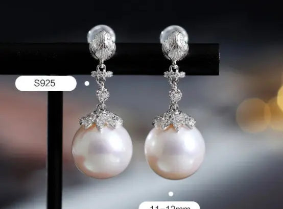12mm Natural High Luster White Pink Pearl 925 Silver White Pearl Earrings, Flower Earrings, Cluster Earrings, Anniversary Gift Idea for Mom Etsy