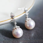 12mm Natural High Luster White Pink Pearl 925 Silver White Pearl Earrings, Flower Earrings, Cluster Earrings, Anniversary Gift Idea for Mom Etsy