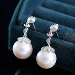 12mm Natural High Luster White Pink Pearl 925 Silver White Pearl Earrings, Flower Earrings, Cluster Earrings, Anniversary Gift Idea for Mom Etsy
