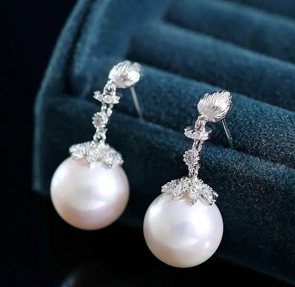 12mm Natural High Luster White Pink Pearl 925 Silver White Pearl Earrings, Flower Earrings, Cluster Earrings, Anniversary Gift Idea for Mom Etsy
