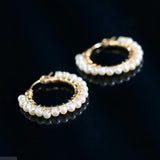 3-4mm Natural High Luster White Pearl Earrings Handmade 14k Yellow Gold Filled White Beaded Pearl Hoop Earrings, Gift Idea, Anniversary Idea Etsy