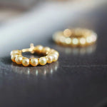 5A+ Natural Akoya Golden Pearl Earrings 18k Solid Yellow Gold Golden Beaded Pearl Hoop Handmade Earrings, Gift Idea, Anniversary Idea - LaCorserArtJewelry