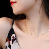 5A+ High Luster White Pearl & Tourmaline Handmade 18k Yellow Gold Beaded Pearl Necklace, Freshwater Pearl Choker, Baby Pearl, Beaded Choker - LaCorserArtJewelry