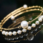 4-10mm Natural High Luster Pearl 14K Gold Filled White Pearl Bracelets, Freshwater Baby Pearl Bracelets, Two Layer Bracelets, Gift Idea Etsy