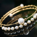 4-10mm Natural High Luster Pearl 14K Gold Filled White Pearl Bracelets, Freshwater Baby Pearl Bracelets, Two Layer Bracelets, Gift Idea Etsy
