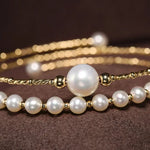 4-10mm Natural High Luster Pearl 14K Gold Filled White Pearl Bracelets, Freshwater Baby Pearl Bracelets, Two Layer Bracelets, Gift Idea Etsy