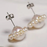 3-9mm Natural High Luster White Pearl 925 Silver White Pearl Beaded Flower Earrings, Cluster Earrings, Anniversary Gift Idea, Gift for Mom Etsy