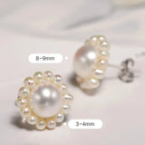 3-9mm Natural High Luster White Pearl 925 Silver White Pearl Beaded Flower Earrings, Cluster Earrings, Anniversary Gift Idea, Gift for Mom Etsy