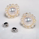 3-9mm Natural High Luster White Pearl 925 Silver White Pearl Beaded Flower Earrings, Cluster Earrings, Anniversary Gift Idea, Gift for Mom Etsy