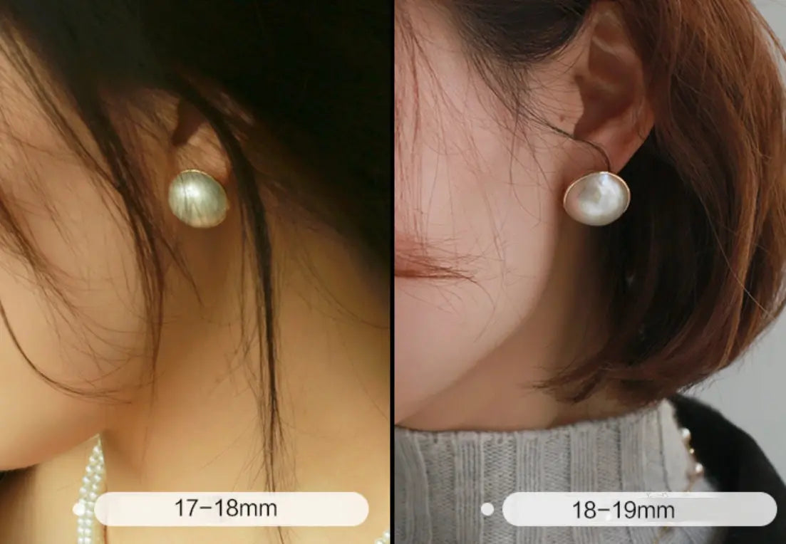 17/18/19mm Natural Mabe Pearl Earrings Handmade 18k Solid Yellow Gold Mabe Pearl Earrings, Seawater Pearl Earrings, Gift Idea for Mom - LaCorserArtJewelry