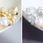 Natural White Diamond & Akoya White Pink Pearl Earrings, 18k Solid Yellow Gold Handmade Earrings, Bowknot Earrings, Anniversary Gift Idea Etsy