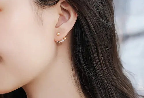 4mm Akoya Golden Baby Pearl & Diamonds Earrings - 18K Gold Etsy