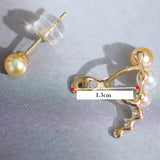 4mm Akoya Golden Baby Pearl & Diamonds Earrings - 18K Gold Etsy