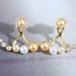 4mm Akoya Golden Baby Pearl & Diamonds Earrings - 18K Gold Etsy
